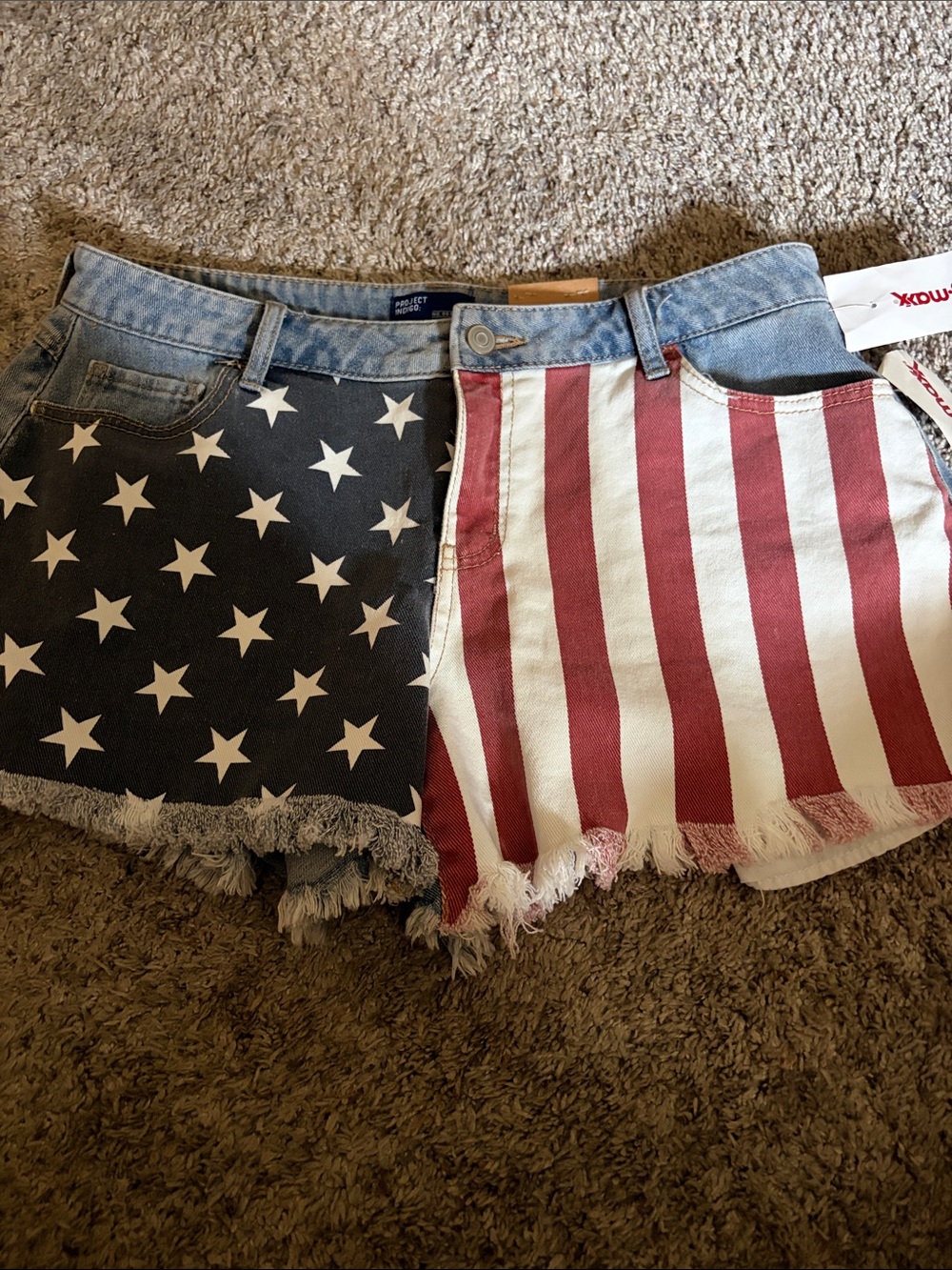 Women’s Flag-Print Denim Shorts - Red, White & Blue